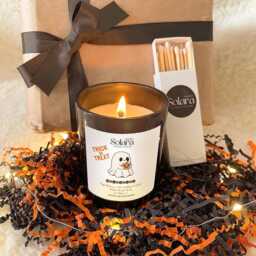 Trick Or Treat Cute Ghost Halloween Gift, Personalised Scented Candle Present For Mum Dada Friends Sister, Pumpkin Season Gift