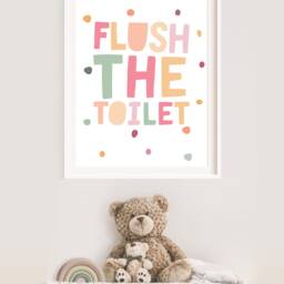 Flush The Toilet Print, Kids Bathroom Prints, Signs, Decor, Girls Nursery Room, Wall Art - thumbnail 3