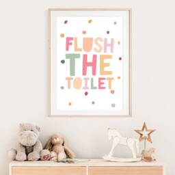 Flush The Toilet Print, Kids Bathroom Prints, Signs, Decor, Girls Nursery Room, Wall Art - thumbnail 2