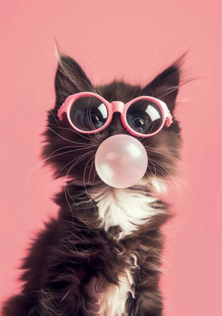 Funny Animal Wall Art Pink Cute Kitten - The Cat Lover A4 A3 A2 Festival Merch