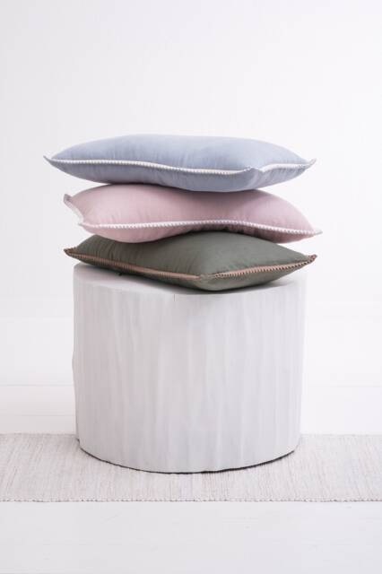 Linen Pillow Cover. Washed Linen Pillowcase With Pom-Poms. French-style Custom Size Pillow For Living Room - image 1