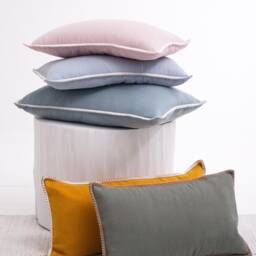 Linen Pillow Cover. Washed Linen Pillowcase With Pom-Poms. French-style Custom Size Pillow For Living Room - thumbnail 2