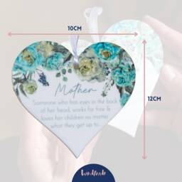 Blue Peony Mother Mini Heart White Acrylic Wall Hanging - Keepsake Mother's Day Token - thumbnail 4