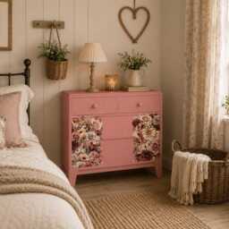 Colourful Pink Retro Chest Of Drawers With Florals - thumbnail 4