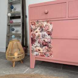 Colourful Pink Retro Chest Of Drawers With Florals - thumbnail 2