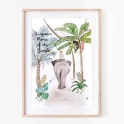 Elephant Child Poster - Baby Customizable Birth Children's Frame Decoration Room Animals Jungle - thumbnail 2