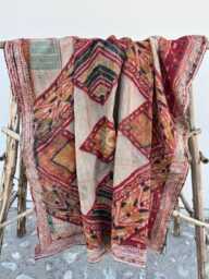 Vintage Handmade Reversible Cotton Kantha Quilt Throw Blanket