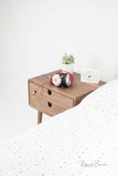 Mid-Century Modern Solid Walnut Nightstand With Double Drawers - thumbnail 1