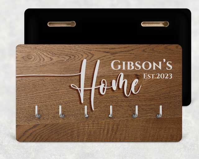 Personalized Family Key Holder - Rustic Engraved Wood Home Decor - image 1