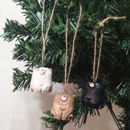 Handmade Wooden Carving Bear Sculpture, Bear Statue, Christmas Tree Ornaments, Christmas Gift, Desk Decor, Bear Lovers Gift, Gift For Kids - thumbnail 3