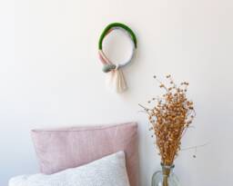 Decorative Wrapped Rope Knot in Pastel Colors, Eco-Friendly Wall Hanging, Small Macrame Knotted Art