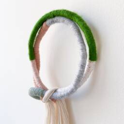 Decorative Wrapped Rope Knot in Pastel Colors, Eco-Friendly Wall Hanging, Small Macrame Knotted Art - thumbnail 2