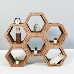 Bookcase, Cabinet Handmade Bookcase, Custom Modular Cases, Honeycomb Storage Unit, Wood Case - thumbnail 3