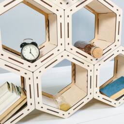 Bookcase, Cabinet Handmade Bookcase, Custom Modular Cases, Honeycomb Storage Unit, Wood Case - thumbnail 2