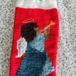Personalized African American Angel Hand Knit Christmas Stocking - thumbnail 2