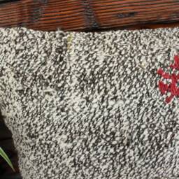 Vintage Kilim Pillow Cover - Handwoven Wool With Brocade Motif - thumbnail 2