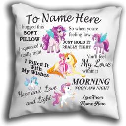Personalised Unicorn Cushion Daughter/Granddaughter Pillow Personalise Cuddle Gift Card - thumbnail 1