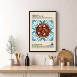Feijoada Brazil Print, Brazilian Food, Brasil, Kitchen Print, Retro Poster, Wall Art, Restaurant South America, Cafe Decor - thumbnail 1