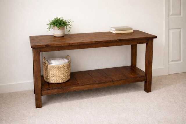 Solid Wood Shoe Rack, Hallway Bench Storage - image 1
