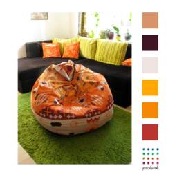 Bean Bag Chair Cover - Boho Style Orange Large Pouf Kids Play Mandala - thumbnail 2