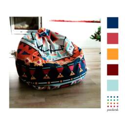 Bean Bag Chair Cover - Boho Style Orange Large Pouf Kids Play Mandala - thumbnail 3