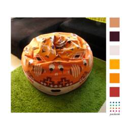 Bean Bag Chair Cover - Boho Style Orange Large Pouf Kids Play Mandala
