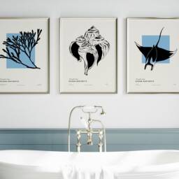 Sea Set Of 3 Prints, Botanical Ocean Collection, Beach Wall Art, Marine Gallery Minimalist Blue Home Decor, Digital Canvas, Gift Idea - thumbnail 3