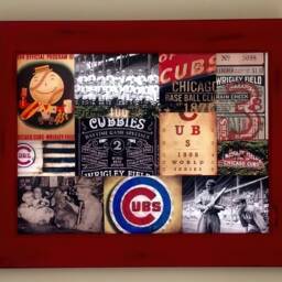 Chicago Cubs Wood Sign Baseball Collage Art - 16x20 - thumbnail 3