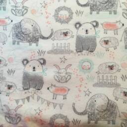 Peachy Pink Moon & Stars Flannel Baby Blanket With Animals - thumbnail 2