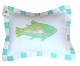 Turquoise Rainbow Trout Linen Pillow
