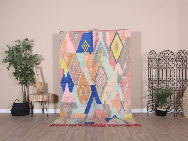 Pink Moroccan Rug, Boujaad 5x8 Ft - image 1