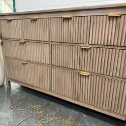 Large Painted Chest Of Drawers Merchant Pottery Barn Effect Dowel Drop Invisible Gold Handles - thumbnail 3