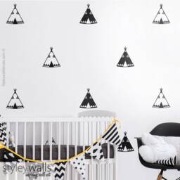 Teepee Wall Decal, Decor, Stickers, Indian Room Tribal Modern Nursery Kids Decals - thumbnail 2