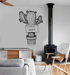 Wall Vinyl Cactus Floral Flower Funny Free Hugs Cool Decal Mural Art 1615Dz - thumbnail 1
