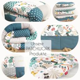 3-4 cm Thick Crawling Blanket - Patchwork Blanket Baby Dark Blue/Grey/White With Name/Date/Time/Size/Weight - thumbnail 4