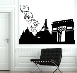 Wall Vinyl Decal Abstract Image Symbols Of Paris Travel Agency Decor - #2660Dn - thumbnail 1