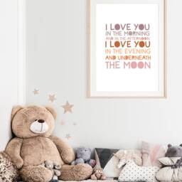 I Love You in The Morning & Afternoon, Girls Nursery Prints, Quotes, Moon Print, Bedroom Poster, Wall Art - thumbnail 3