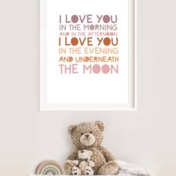 I Love You in The Morning & Afternoon, Girls Nursery Prints, Quotes, Moon Print, Bedroom Poster, Wall Art - thumbnail 2