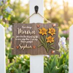 Personalized Grandma Garden Sign, Birth Month Flower Wooden Nana Gift, Mothers Day Floral Family Wall Decor, Kids Name Sign - thumbnail 3