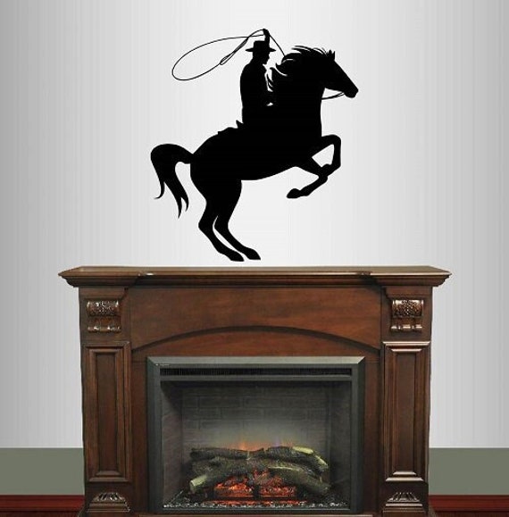 In-Style Decals Wall Vinyl Decal Home Decor Art Sticker Rodeo Cowboy On Horse Lasso Western Man Boy Room Removable Mural Design 339 - image 1