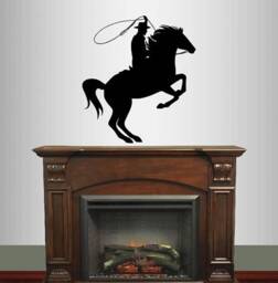 In-Style Decals Wall Vinyl Decal Home Decor Art Sticker Rodeo Cowboy On Horse Lasso Western Man Boy Room Removable Mural Design 339 - thumbnail 1