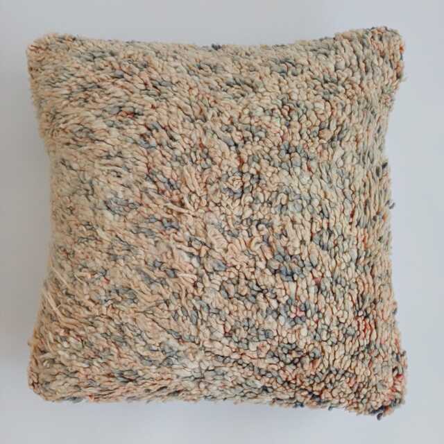 Moroccan Wool Cushion Cover, Handmade Berber Pillow, Multicoloured Vintage Rug Cushion, Tribal Throw 20''x20''/50x50 cm - image 1