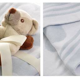 Personalized Knitted Blanket & Rattle Set 100% Cotton - Hearts Free Shipping- Custom Monogram /Name Embroidered Gift- Baby Shower/ Present - thumbnail 2