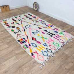 Colorful Azilal Moroccan Rug, Handmade Berber Art Carpet, Vibrant Abstract Wool Area Decor - thumbnail 4