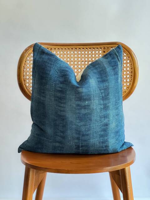 Indigo Neutral Tribal Hemp Hand Woven Natural Dye Color Lumbar Pillow Cover - image 1