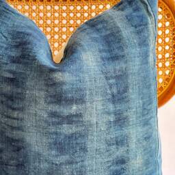Indigo Neutral Tribal Hemp Hand Woven Natural Dye Color Lumbar Pillow Cover - thumbnail 2