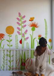 Floral Wall Decal, Blooming Flower Nursery Decor, Baby Girl Bedroom