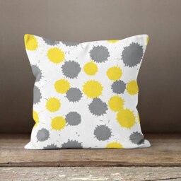 Yellow Grey Cushion Cover-Geometric Pillow Case-striped Living Room Cover-Decorative Case-Gift For Her-Handmade Material - thumbnail 2