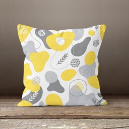 Yellow Grey Cushion Cover-Geometric Pillow Case-striped Living Room Cover-Decorative Case-Gift For Her-Handmade Material - thumbnail 3