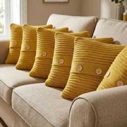 Set Of 6 Ochre Yellow Cushion Covers 18 X 18